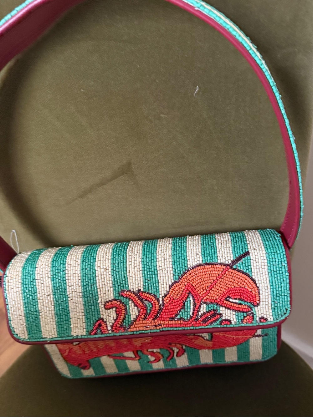 NWT STAUD TOMMY BEADED LOBSTER BAG - Picture 5 of 8